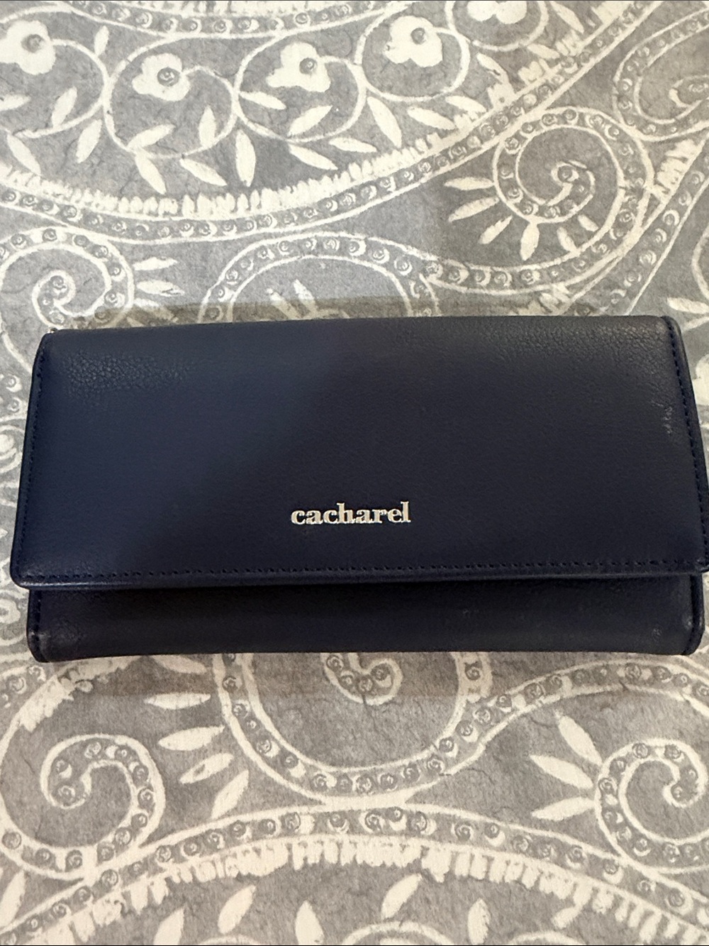 Navy Leather Clutch Wallet Wristlet